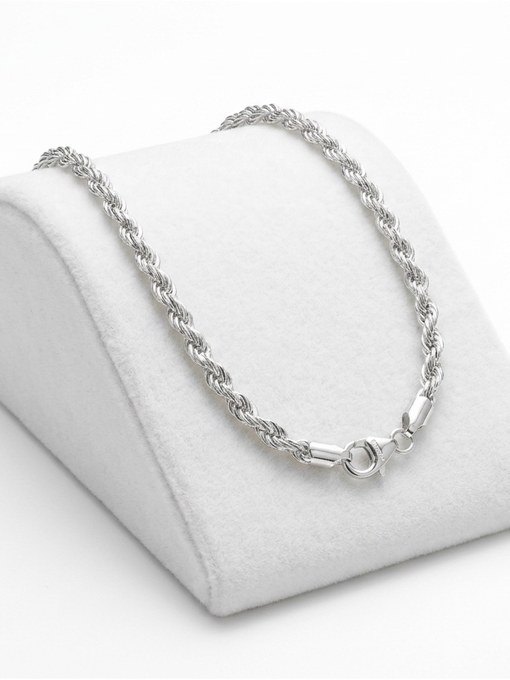 New S925 Sterling Silver Hallmarked Solid Silver 4mm Twisted Rope Chain Bracelet